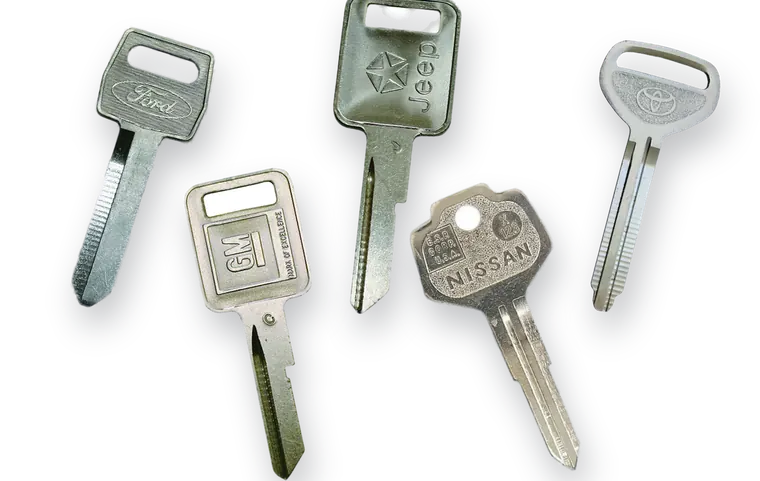 Plain metal car key for an older vehicle